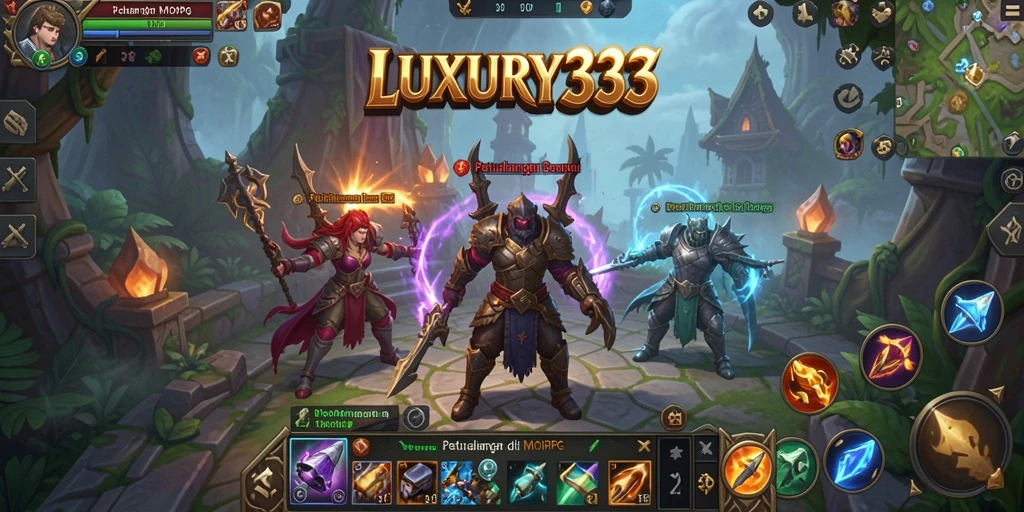 Screenshot LUXURY333 menampilkan aksi seru di arena pertempuran MMORPG.