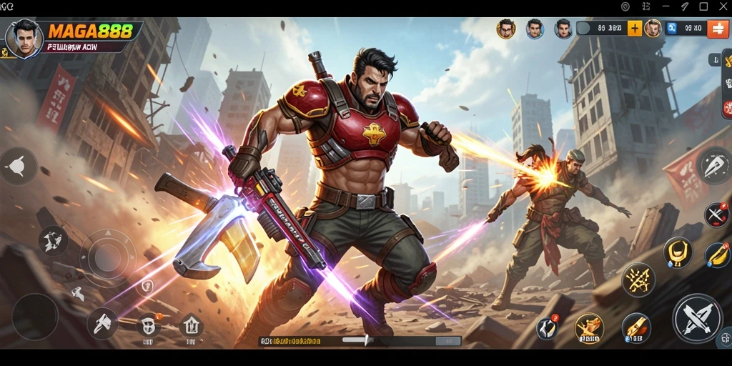 Tampilan menegangkan dari gameplay Aksi MAGA888.