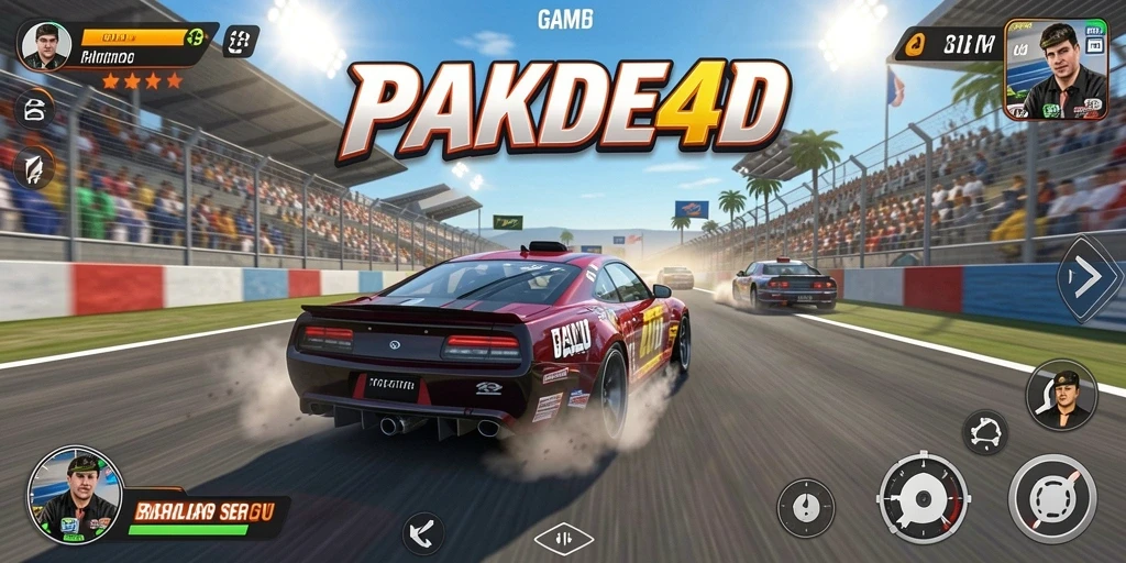 Screenshot dari gameplay PAKDE4D menampilkan balapan yang mendebarkan.